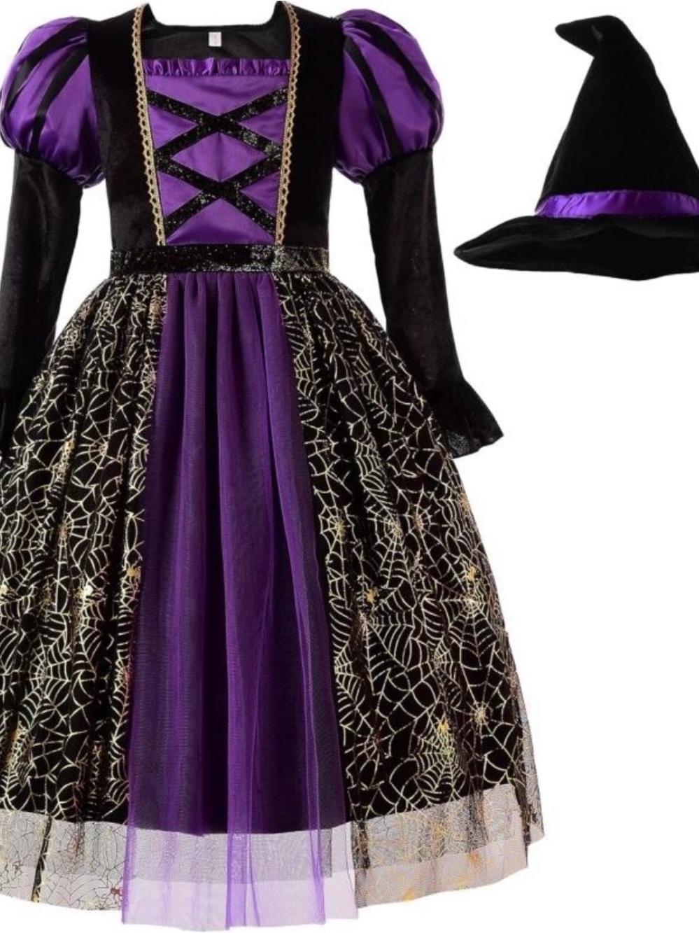 ReliBeauty Girls Spider Witch Halloween Costume Purple Size 6-7 NEW